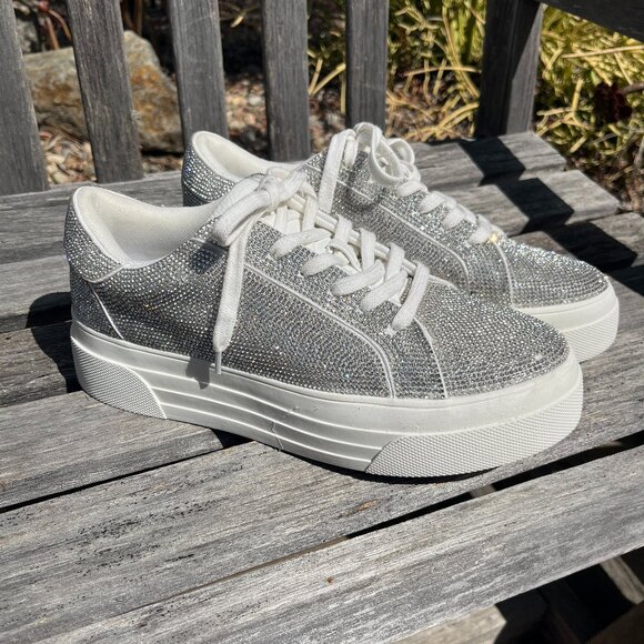 Jessica Simpson Cherello Comirra New Rhinestone Platform Sneakers, Size 8.5 - Picture 1 of 15